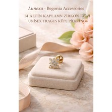 Lunexa 316L Cerrahi Çelik Altın Kaplama Kararmaz Alerji Yapmaz Zirkon Taş Figür Unisex Tragus Küpe Piercing
