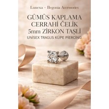Lunexa 316L Cerrahi Çelik Paslanmaz Kararmaz Alerji Yapmaz Zirkon Taşlı Figürlü Unisex Tragus Küpe Piercing