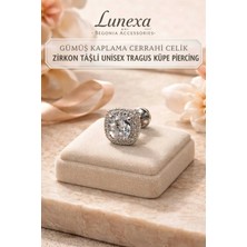 Lunexa 316L Cerrahi Çelik Paslanmaz Kararmaz Alerji Yapmaz Zirkon Taşlı Figürlü Unisex Tragus Küpe Piercing