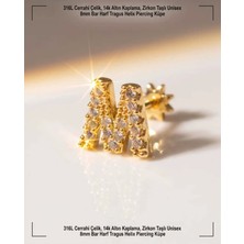 Lunexa 316L Cerrahi Çelik Altın Kaplama Kararmaz Alerji Yapmaz Zirkon Taş Figür Unisex Tragus Helix Küpe PIERCING-238B-32