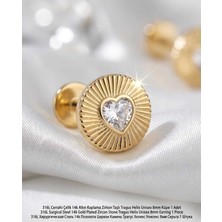 Lunexa 316L Cerrahi Çelik Altın Kaplama Kararmaz Alerji Yapmaz Zirkon Taş Figür Unisex Tragus Helix Küpe Piercing AC210-28