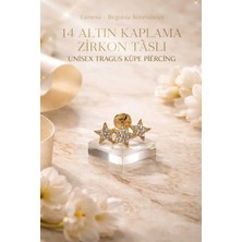 Lunexa 316L Cerrahi Çelik Altın Kaplama Kararmaz Alerji Yapmaz Zirkon Taş Figür Unisex Tragus Küpe Piercing