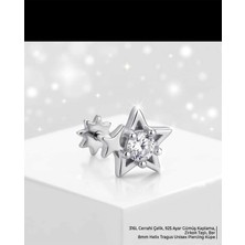 Lunexa 316L Cerrahi Çelik Gümüş Kaplama Kararmaz Alerji Yapmaz Zirkon Taş Figür Unisex Tragus Helix Küpe PIERCING-178-2