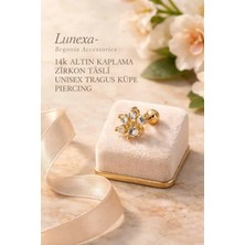 Lunexa 316L Cerrahi Çelik Altın Kaplama Kararmaz Alerji Yapmaz Zirkon Taş Figür Unisex Tragus Küpe Piercing