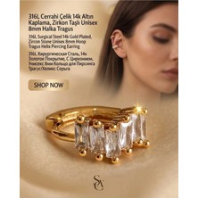 Lunexa 316L Cerrahi Çelik Altın Kaplama Kararmaz Alerji Yapmaz Zirkon Taş Figür Unisex Tragus Helix Küpe PIERCING-238B-14