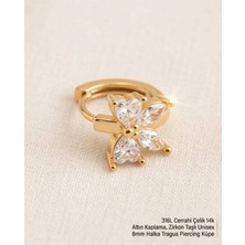 Lunexa 316L Cerrahi Çelik Altın Kaplama Kararmaz Alerji Yapmaz Zirkon Taş Figür Unisex Tragus Helix Küpe PIERCING-238A-22