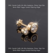 Lunexa 316L Cerrahi Çelik Altın Kaplama Kararmaz Alerji Yapmaz Zirkon Taş Figür Unisex Tragus Helix Küpe PIERCING-178-24