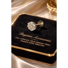 Lunexa 316L Cerrahi Çelik Paslanmaz Kararmaz Alerji Yapmaz Zirkon Taşlı Figürlü Unisex Tragus Küpe Piercing