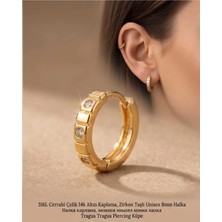 Lunexa 316L Cerrahi Çelik Altın Kaplama Kararmaz Alerji Yapmaz Zirkon Taş Figür Unisex Tragus Helix Küpe PIERCING-238A-33