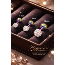 Lunexa Antialerjik 316L Gold Cerrahi Çelik Şambala Labret 6MM,8MM,10MM 3 Adet Rainbow Piercing Set
