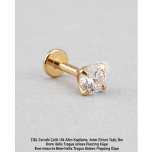 Lunexa 316L Cerrahi Çelik Altın Kaplama Kararmaz Alerji Yapmaz Zirkon Taş Figür Unisex Tragus Helix Küpe PIERCING-178-6