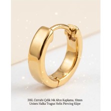 Lunexa 316L Cerrahi Çelik Altın Kaplama Kararmaz Alerji Yapmaz Zirkon Taş Figür Unisex Tragus Helix Küpe PIERCING-238B-22