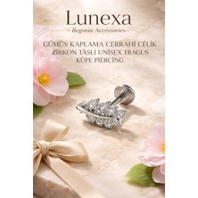Lunexa 316L Cerrahi Çelik Paslanmaz Kararmaz Alerji Yapmaz Zirkon Taşlı Figürlü Unisex Tragus Küpe Piercing