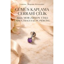 Lunexa 316L Cerrahi Çelik Paslanmaz Kararmaz Alerji Yapmaz Zirkon Taşlı Figürlü Unisex Tragus Küpe Piercing