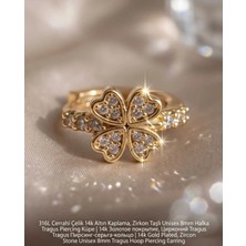 Lunexa 316L Cerrahi Çelik Altın Kaplama Kararmaz Alerji Yapmaz Zirkon Taş Figür Unisex Tragus Helix Küpe PIERCING-238A-32
