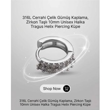Lunexa 316L Cerrahi Çelik Gümüş Kaplama Kararmaz Alerji Yapmaz Zirkon Taş Figür Unisex Tragus Helix Küpe PIERCING-238-11