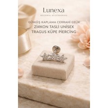 Lunexa 316L Cerrahi Çelik Paslanmaz Kararmaz Alerji Yapmaz Zirkon Taşlı Figürlü Unisex Tragus Küpe Piercing