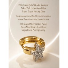Lunexa 316L Cerrahi Çelik Altın Kaplama Kararmaz Alerji Yapmaz Zirkon Taş Figür Unisex Tragus Helix Küpe PIERCING-238A-35