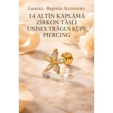 Lunexa 316L Cerrahi Çelik Altın Kaplama Kararmaz Alerji Yapmaz Zirkon Taş Figür Unisex Tragus Küpe Piercing