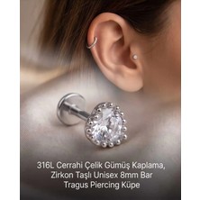 Lunexa 316L Cerrahi Çelik Gümüş Kaplama Kararmaz Alerji Yapmaz Zirkon Taş Figür Unisex Tragus Helix Küpe PIERCING-238-9