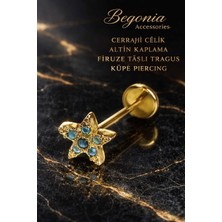 Lunexa 316L Cerrahi Çelik Altın Kaplama Kararmaz Alerji Yapmaz Zirkon Taş Figür Unisex Tragus Küpe Piercing