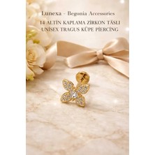 Lunexa 316L Cerrahi Çelik Altın Kaplama Kararmaz Alerji Yapmaz Zirkon Taş Figür Unisex Tragus Küpe Piercing