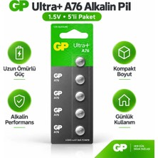 GP Ultra+ A76 1.5V Alkalin Düğme Pil 5’li Paket