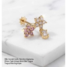 Lunexa 316L Cerrahi Çelik Altın Kaplama Kararmaz Alerji Yapmaz Zirkon Taş Figür Unisex Tragus Helix Küpe PIERCING-238B-29