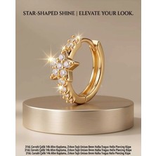 Lunexa 316L Cerrahi Çelik Altın Kaplama Kararmaz Alerji Yapmaz Zirkon Taş Figür Unisex Tragus Helix Küpe PIERCING-238A-21