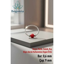 Lunexa 925 Ayar Gümüş Kırmızı Boncuk Üç Top Halka Hızma, Küpe Olarak Kullanıma Uygundur