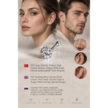 Lunexa 925 Ayar Gümüş Zirkon Taşlı Unisex Hızma Küpe Çivi Halka Minimal Tragus Helix Küpe Modern Şık Tasarım -309-2