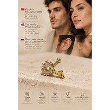 Lunexa 934 Ayar Gümüş 14K Altın Kaplama Zirkon Taşlı Unisex Hızma Küpe Çivi Halka Minimal Tragus Helix Modern TASARIM-309-11