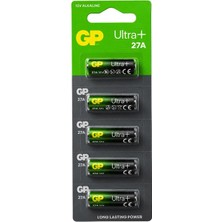 Gp Ultra+ 27A 12V Ince Alkalin Kapı Alarm - Garaj Kumanda Pili 5'li Blister Paket (27A12V)