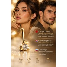 Lunexa 940 Ayar Gümüş 14K Altın Kaplama Zirkon Taşlı Unisex Hızma Küpe Çivi Halka Minimal Tragus Helix Modern TASARIM-309-17