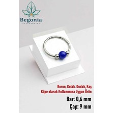 Lunexa 925 Ayar Gümüş Lacivert Boncuk Üç Top Halka Hızma, Küpe Olarak Kullanıma Uygundur