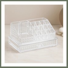 Bezos Tek Çekmeceli 16 Bölmeli Şeffaf Makyaj ve Takı Organizeri 23.3X13.5X11.5 cm Bezos1