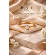 Lunexa 925 Ayar Gümüş Altın Kaplama Minimal Zirkon Tek Taş Çift Top Halka Hızma Tragus Piercing Küpe