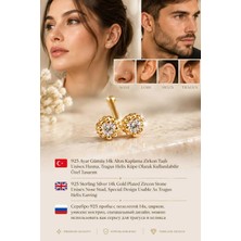 Lunexa 930 Ayar Gümüş 14K Altın Kaplama Zirkon Taşlı Unisex Hızma Küpe Çivi Halka Minimal Tragus Helix Modern TASARIM-309-7