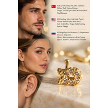 Lunexa 929 Ayar Gümüş 14K Altın Kaplama Zirkon Taşlı Unisex Hızma Küpe Çivi Halka Minimal Tragus Helix Modern TASARIM-309-6