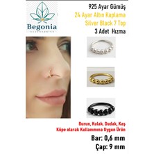 Lunexa 925 Ayar Gümüş 7 Top 3 Adet Gold Silver Black Halka Hızma Set