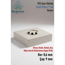 Lunexa 925 Ayar Gümüş Piercing 7 Top Siyah Beyaz Boncuklu Halka Hızma & Kıkırdak Küpe