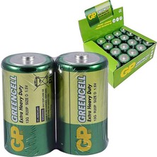 Gp Greencell R20 1.5V Büyük D Boy Çinko-Karbon Pil 20'li Paket (13G)