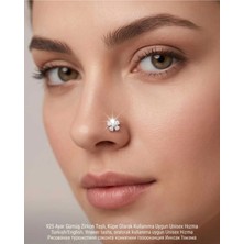 Lunexa 925 Ayar Gümüş Zirkon Taşlı Unisex Hızma Küpe Çivi Halka Minimal Şık Modern Tasarım 178-5
