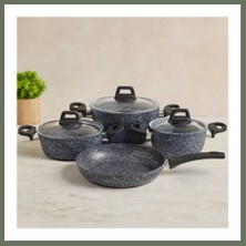Bezos 7 Parça Granit Tencere ve Tava Seti (20-24CM Derin, 27CM Cam Kapak, 26CM Tava) Bezos1