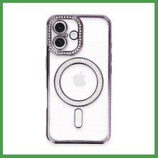 Soi Home iPhone 16 Plus Uyumlu Kılıf Joke Simli Magneticsafe Kılıf - Derin Mor Soı