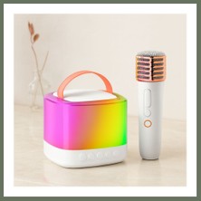 Bezos Kablosuz Mikrofonlu Karaoke Hoparlör (Bluetooth, Beyaz, USB Şarjlı) Bezos1
