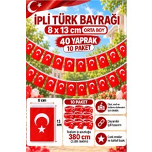ArtMaster Ipli Bayrak Orta Boy 40'lı 8X13 cm 10 Paket Türk Bayrağı Kağıt Ipli Sıralı Ayyıldız Bayrak Sınıf Süsü Okul Bayram
