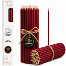 Happy Trend Balmumu Mum Dilek Mumu Doğal Petek Ince Uzun Parti Nişan Düğün Ritüel Doğum Günü Mum 15 Adet Beeswax Candle (Bordo)