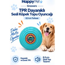 Happy Pet Groovers Tpr Dayanıklı Sesli Köpek Topu Oyuncağı 8,5 cm Turkuaz