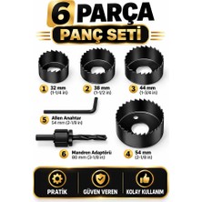 6 Parça Ahşap Panç Seti 32-54 mm Matkap Uyumlu